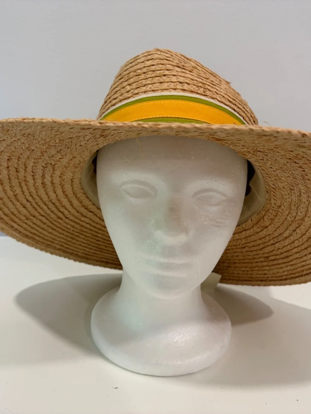 HatAttack Classic Travel Sun Hat Tightly Woven Straw Gold Ribbon Accent NWT T th